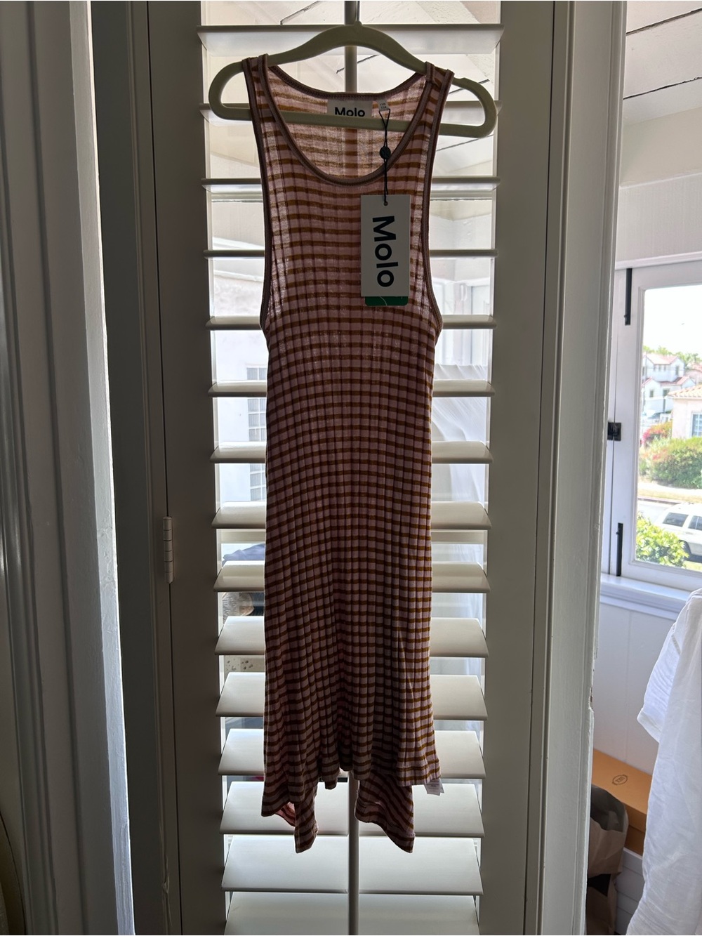 Molo Women's Brown & Cream Asymmetrical Knit Tank Dress. 5-6T